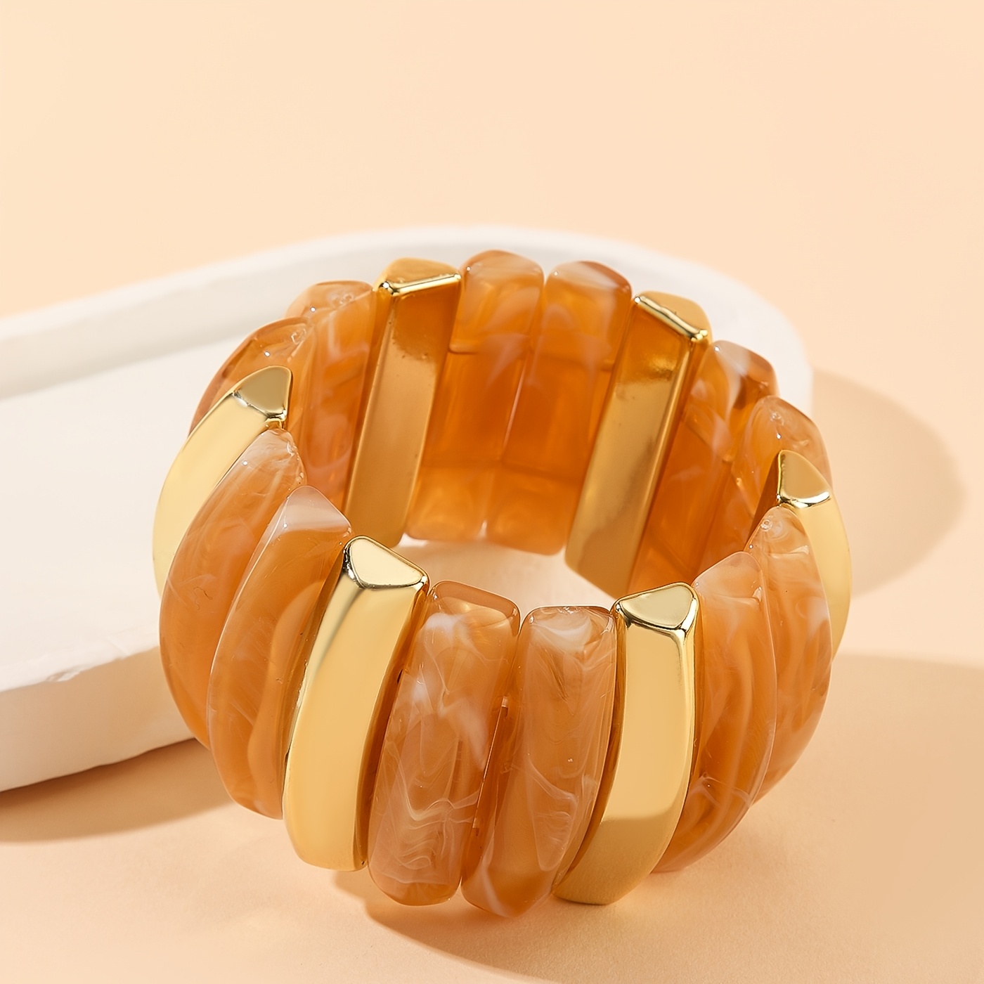 Vintage Tortoiseshell Wide Bangle, Light Luxury Design